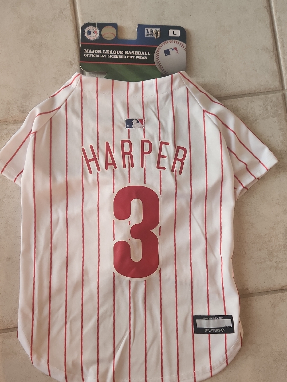 Pets First Red and White MLB Baseball Pet Jersey Outfit L Size